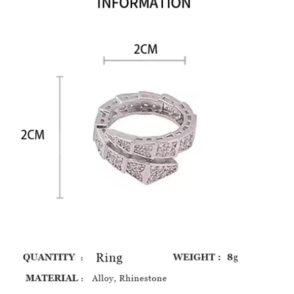 Serpenti Silver Crystal Adjustable Ring - Picture 2 of 6